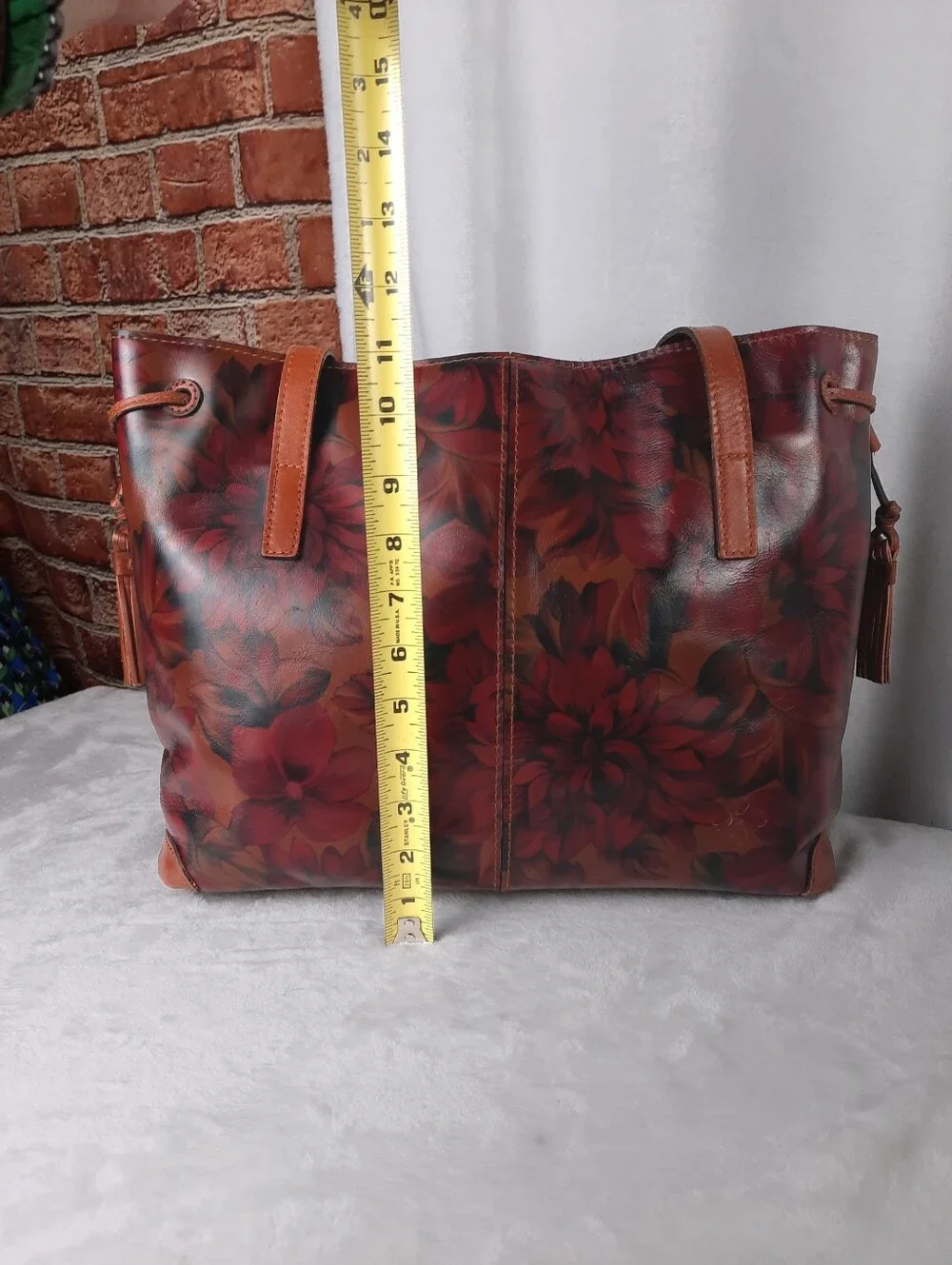 Patricia Nash Peruvian Painting Whitney Leather Tote Drawstring Bag